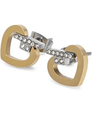 Trussardi Crystal-Embellished Heart Earrings - Metallic