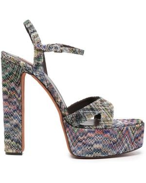 Missoni Zigzag-Knit Heeled Sandals - Metallic