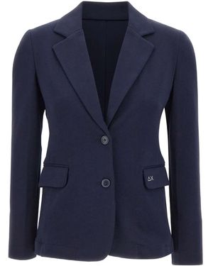Sun 68 Notched-Lapels Two-Button Blazer - Blue