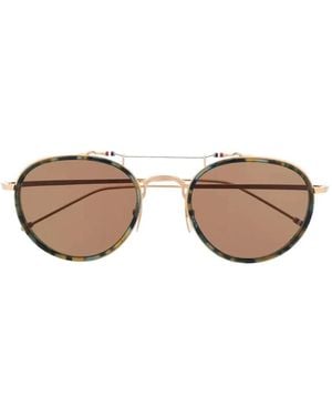 Thom Browne Tortoiseshell Round-Frame Sunglasses - Blue
