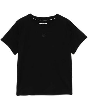 DKNY Logo-Embroidered T-Shirt - Black