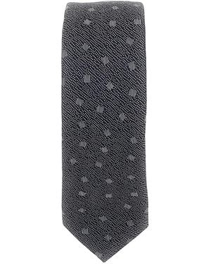 Emporio Armani Cravate En Soie À Pois - Grey