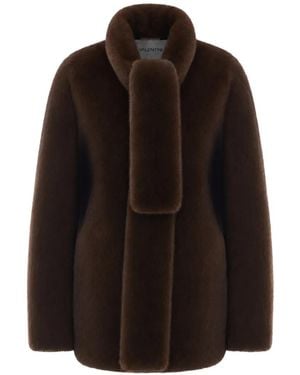 VALENTINI 1972 Faux-Fur Funnel-Neck Jacket - Black