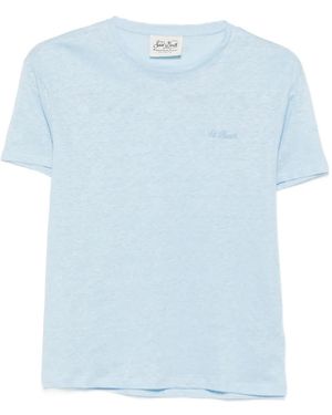 MC2 Saint Barth Embroidered Linen T-Shirt - Blue