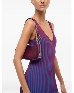 STAUD Ollie Curved-Handle Leather Shoulder Bag - Purple