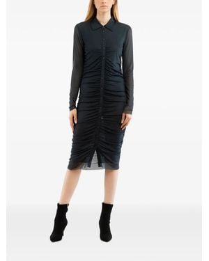 Patrizia Pepe Ruched Long-Sleeve Midi Dress - Black