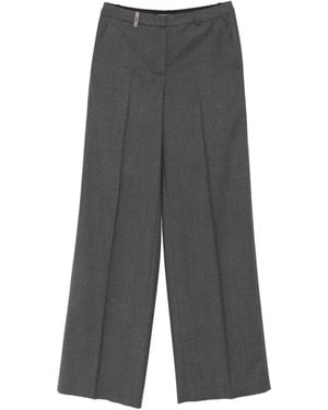 Peserico Pressed-Crease Wool Pants - Grey