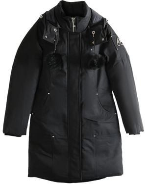 Moose Knuckles Manteau À Capuche Et Pompons En Fourrure - Noir