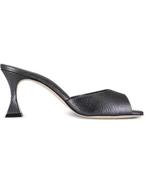 Manolo Blahnik Jadarona Leather Mules - Metallic