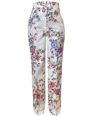 Liu Jo Floral-Print Cotton Trousers - White