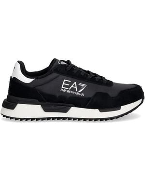 EA7 Logo-Print Paneled Sneakers - Black