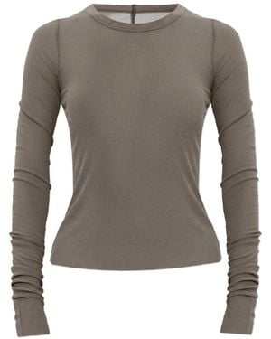 Rick Owens Long-Sleeved Ribbed T-Shirt - Grey