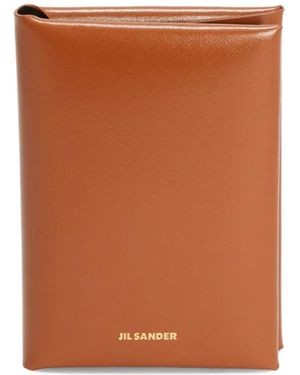 Jil Sander Étui Pour Passeport À Logo Embossé - Brown