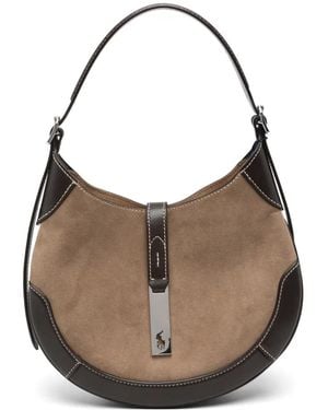 Polo Ralph Lauren Polo Id Panelled Suede Shoulder Bag - Grey