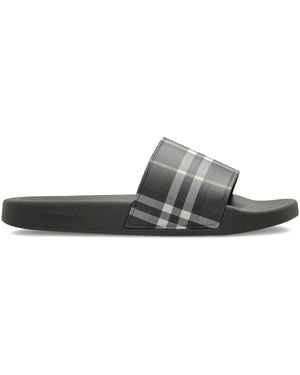 Burberry Check Slides - White