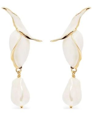 Erdem Flower-Bud Pearl Earrings - White