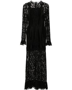 Rabanne Floral-Lace Detail Maxi Dress - Black