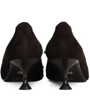 Lola Cruz Daniela Lace-Up Suede Court Shoes - Black