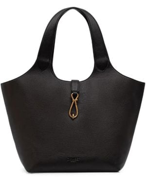 Twinset Hook-Fastening Leather Tote Bag - Black