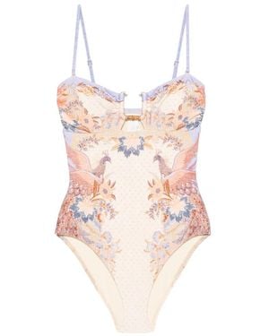 Zimmermann Indra Bamboo-Trim Swimsuit - Pink
