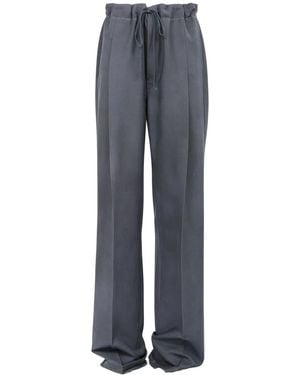 Maison Margiela Charcoal Drawstring Trousers With Mid-Rise Waistband And Reinforced Ankles - Grey