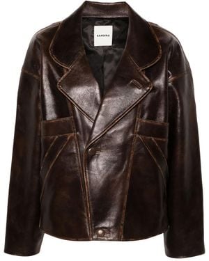 Sandro Jordan Leather Jacket in Purple | Lyst