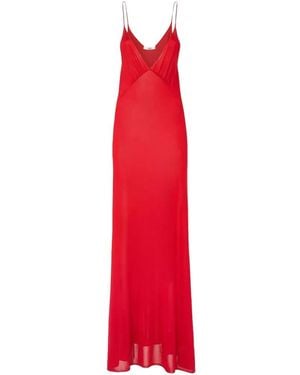 Fendi Robe En Soie À Col V - Red