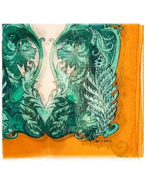 Etro ボタニカルプリント スカーフ - グリーン