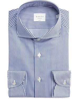 Xacus Striped Button Shirt - Blue