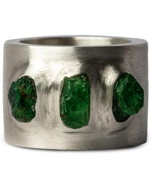 Parts Of 4 Sistema Garnet Sterling- Wide Ring - Green