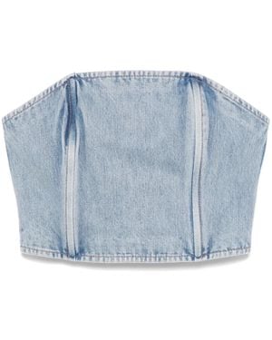Wardrobe NYC Schulterfreies Cropped-Top - Blau