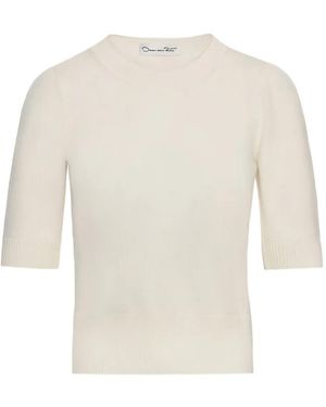 Oscar de la Renta Pull En Laine À Manches Courtes - Blanc