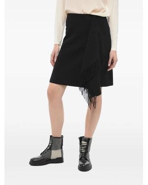 Woolrich Fringe-Detail Wrap Skirt - Black