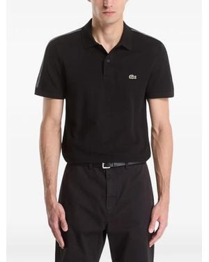 Lacoste Logo-Patch Tape-Detail Polo Shirt - Black
