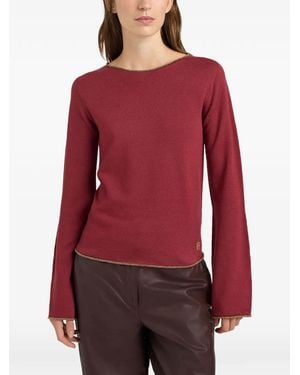 Momoní Stiga Bell-Sleeve Crew-Neck Top - Red