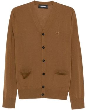 DSquared² Logo-embroidered Cardigan - ブラウン