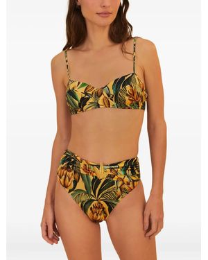 FARM Rio トロピカルプリント ハイウエスト ビキニ - グリーン