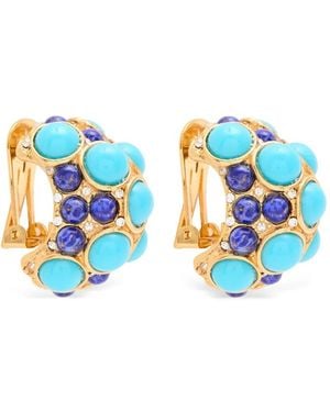 Kenneth Jay Lane Stone Embellished Clip Earrings - Blue