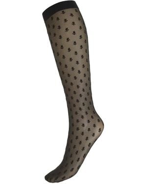 Wolford Blossom Floral-Pattern Knee-High Socks - Black