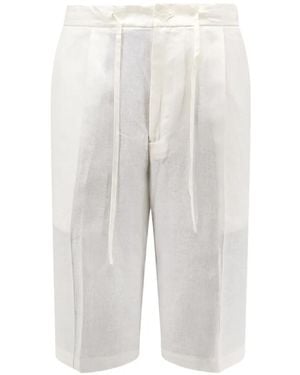 Hevò Drawstring-Waist Pleated Shorts - White