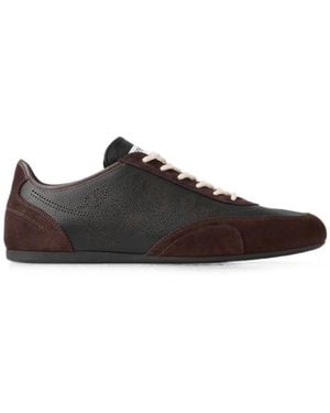 Jimmy Choo Sunny M And Chocolate Leather-Mix And Perforated-Leather Low-Top Trainers - Black