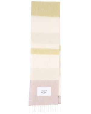 Maison Kitsuné Striped Fringed Scarf - White