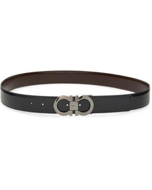 Ferragamo Gancini-Buckle Reversible Belt - White