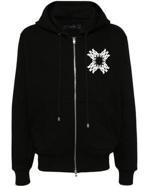 Amiri Logo-Print Hooded Sweatshirt Jacket - Black