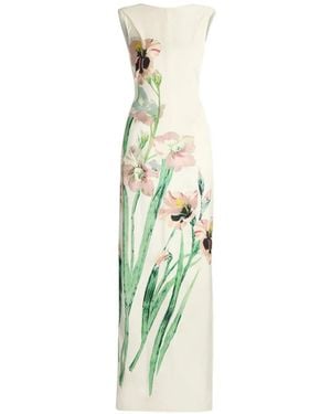 Erdem Floral Duchess Floral-Print Cowl-Back Maxi Dress - Blue