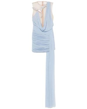 David Koma Crystal Hummingbird Mini Dress - Blue