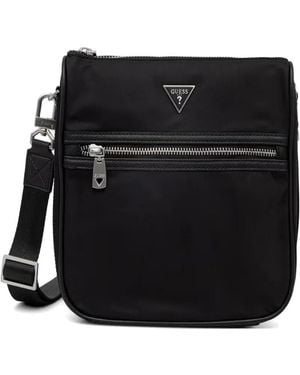 Guess Milano Logo-Plaque Zip-Fastening Messenger Bag - Black