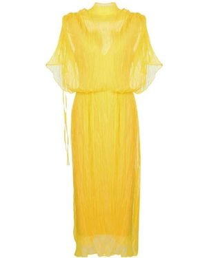 Ellery Crinkled Midi Dress - Yellow