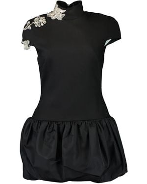 David Koma Metallic Detailing Halterneck Dress - Black