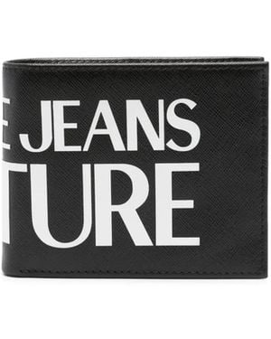 Versace Jeans Couture Logo-Print Leather Wallet - Black